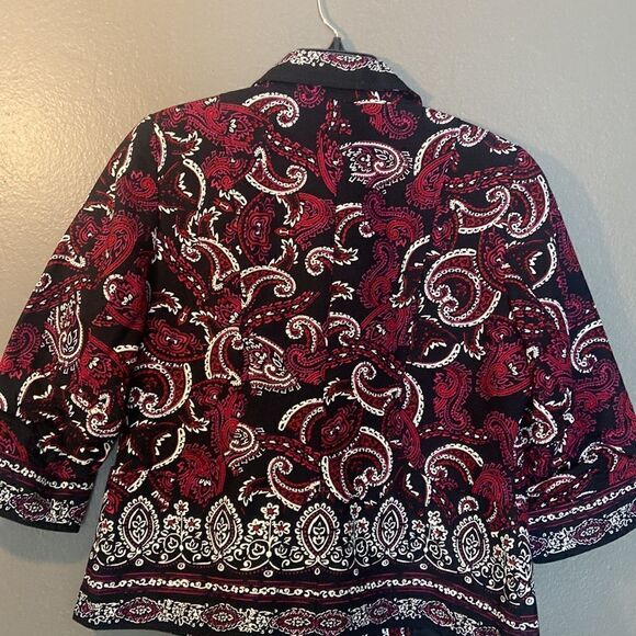 Coldwater Creek Black Pink Paisley Open 3/4 Sleeve Jacket, 12 - Picture 5 of 6